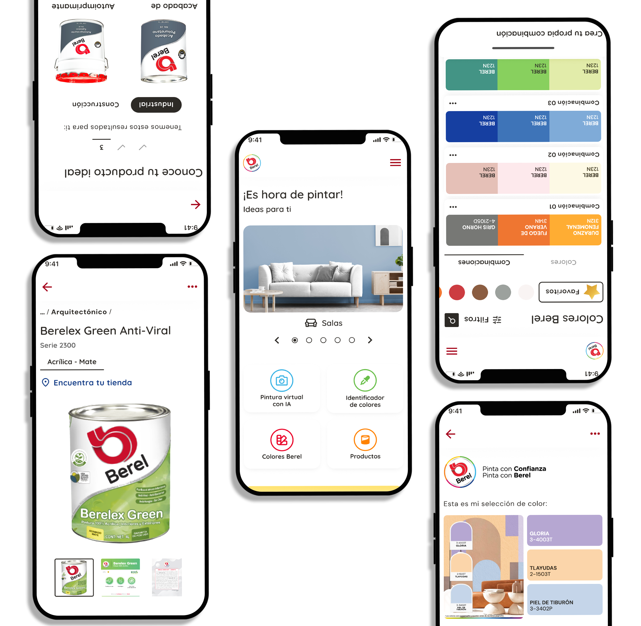 Berel mobile application screens